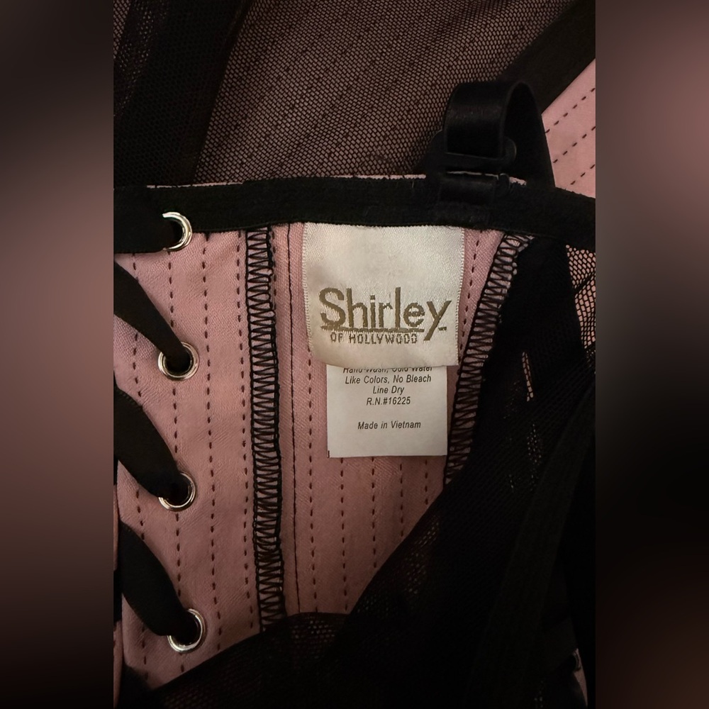 Shirley of Hollywood Pinstripe Corset Dress Size 34 Black & Pink Lingerie Set - Picture 15 of 16